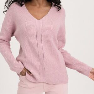 RENUAR Women's Heather Potpourri Rib V-Neck L/S Mauve Rose Sweater Size XXL NEW
